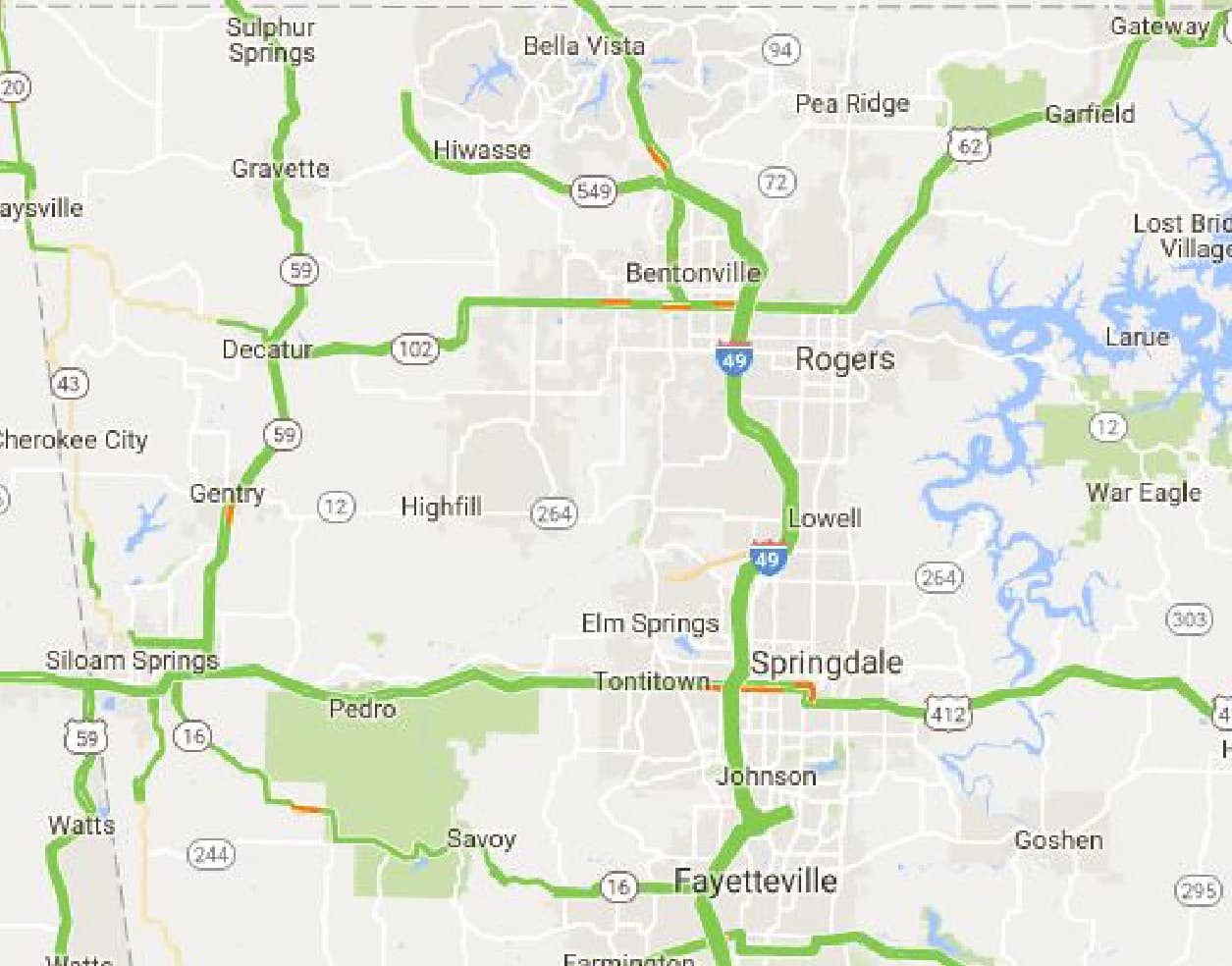 Northwest Arkansas service area map